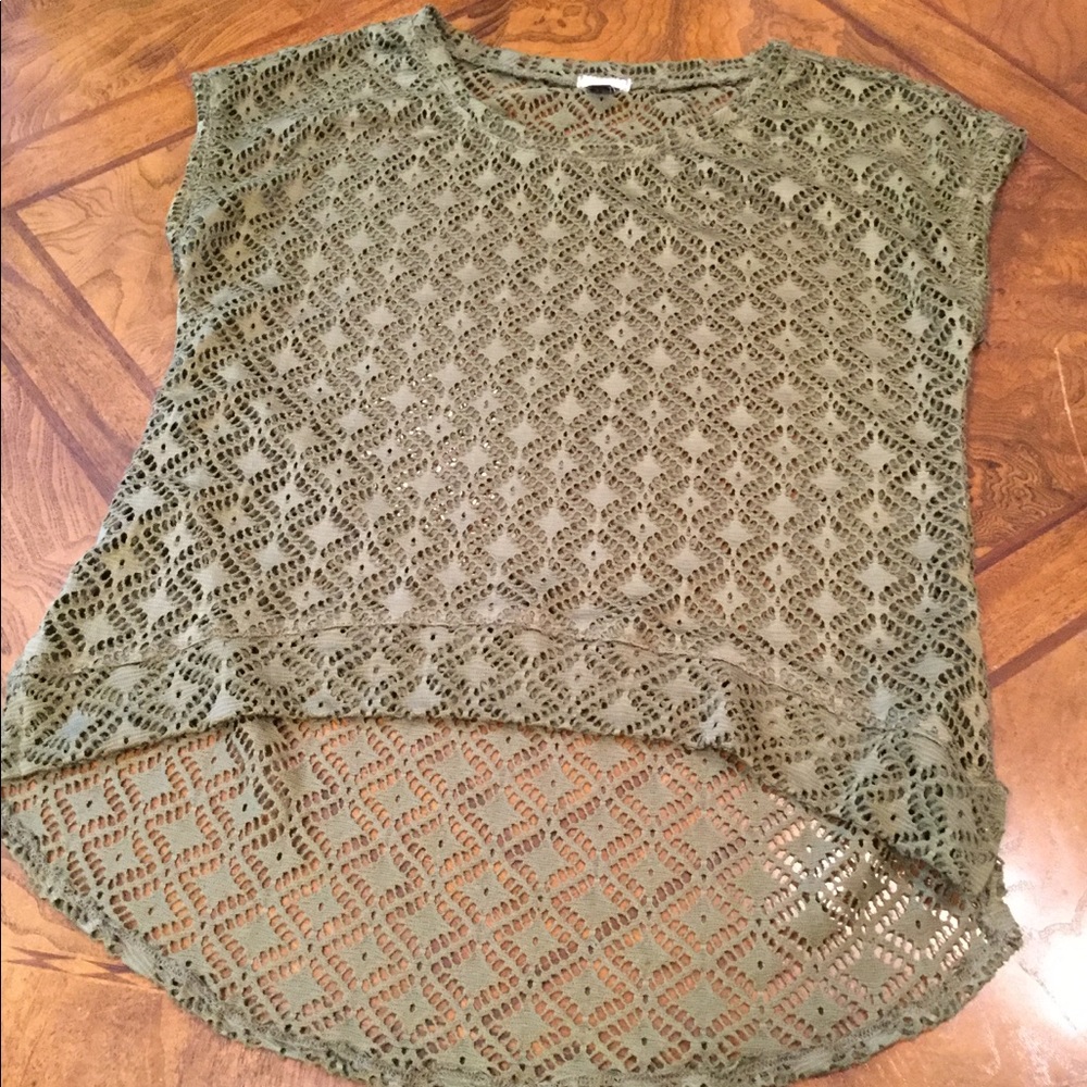 Crochet beach wear Open knit cover up Blouse Sz L